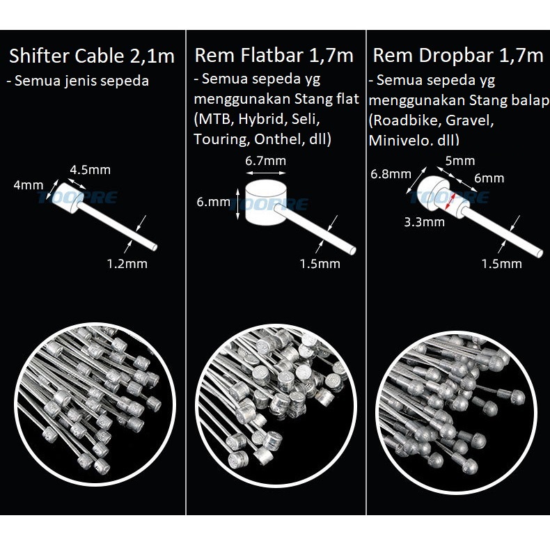 Kabel kawat Inner Rem Shifter roadbike gravel mtb seli hybrid derailleur Cable dropbar flatbar operan gigi