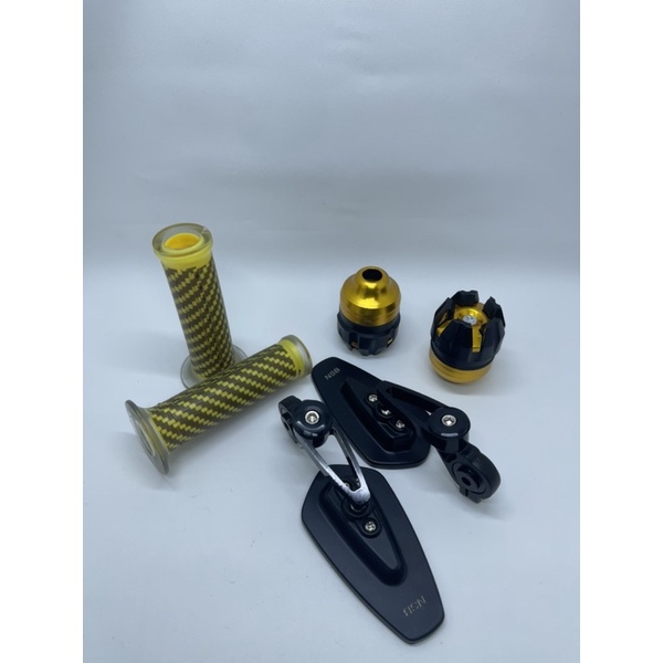 Spion Jalu Oval Hitam + Handgrip Karbon + Jalu As Roda Depan Universal