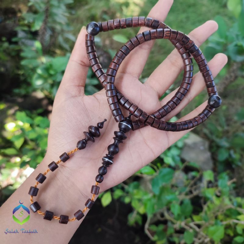 Tasbih Galih Asem Motif Tabung Pipih Size 5mm x 8mm_Model Kepala Super