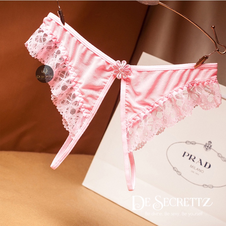 DeSecrettz PANTIES #053 Celana Dalam Wanita, Sexy Lace Panties Model Low Waist, Soft Touch Cotton, Open Crotch