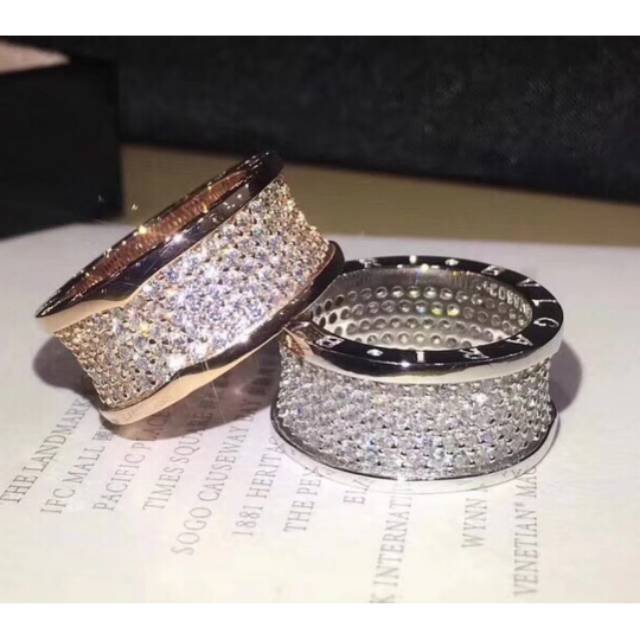 Cincin titanium full diamond zircon mirip berlian asli kualitas premium FRREE BOX