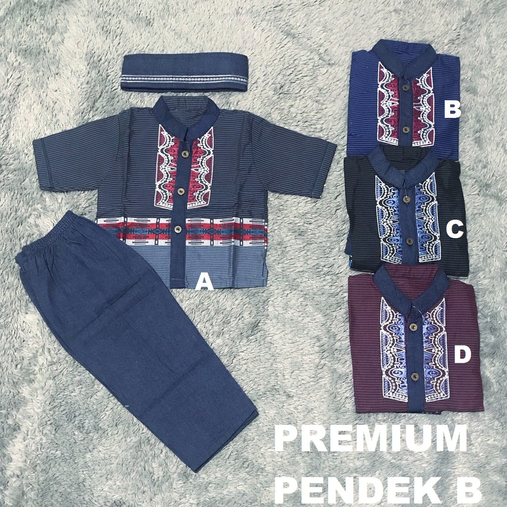 Baju Setelan Koko Anak / Setelan Muslim Anak Bordir PREMIUM 0-2 Tahun