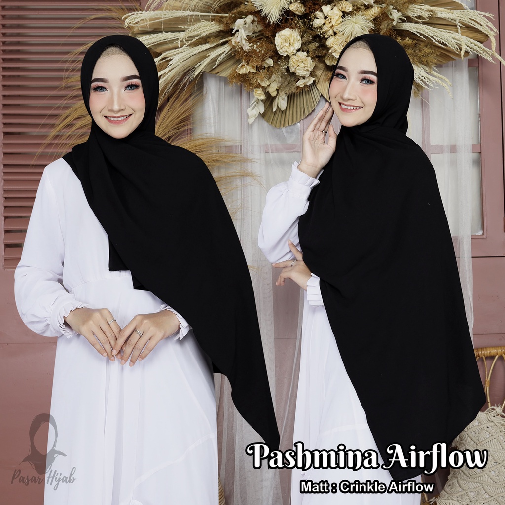 Pashmina Crinkle Airflow Premium Hijab Pashmina Anti Kusut Jilbab Pashmina Airflow Terbaru Pasar_hijab