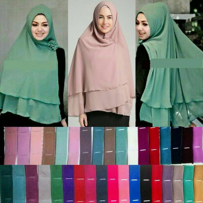 Khimar hijab Jilbab Ceruti Jumbo Instan 2 layer