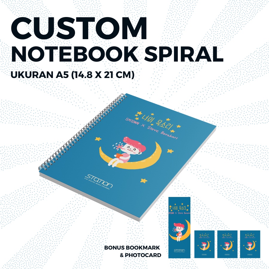 

Cetak Custom Notebook Spiral A5 - Free pembatas buku dan foto