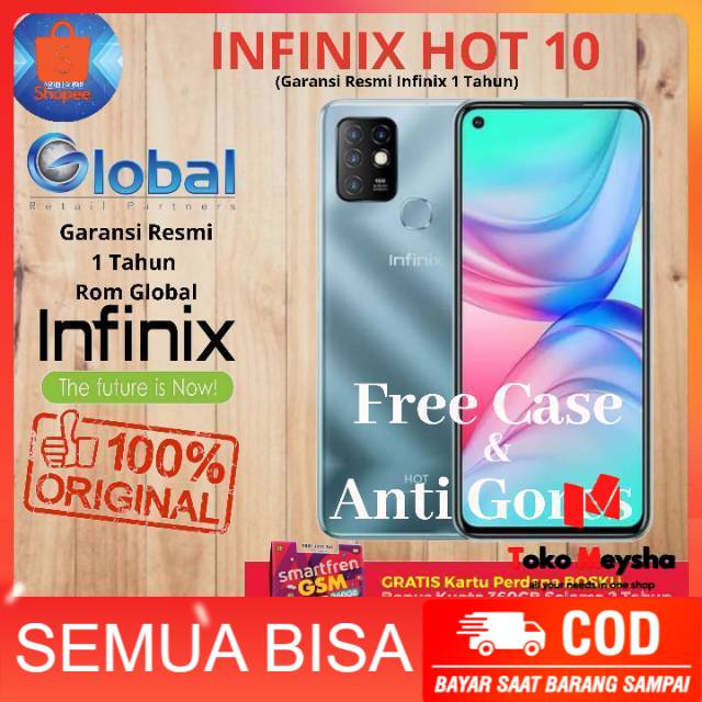 Infinix Hot 10 & Hot 10 Play 4GB Rom 128GB 4/64 & 4/128 Garansi Resmi Infinix 1 Tahun
