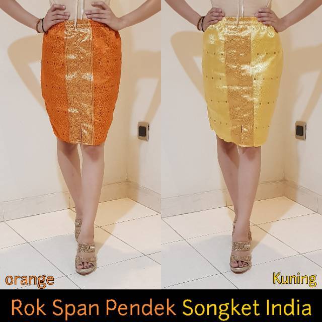 Rok wanita Span Pendek Sutra Songket india