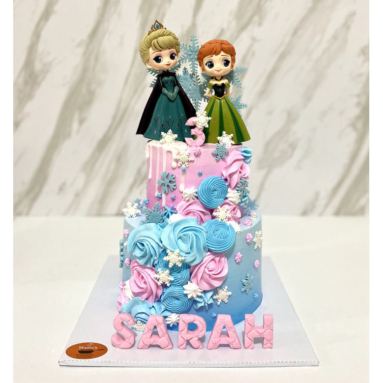 

kue ulang tahun butter cookies icing fondant frozen 2 tingkat cake