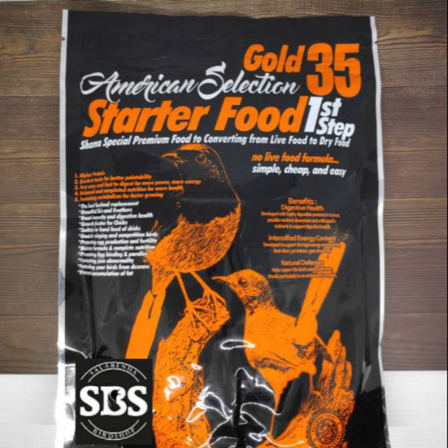 AMS GOLD 35 STEP 1 PAKAN BURUNG MURAI JAWARA BENTUK VOER HALUS 500 GR