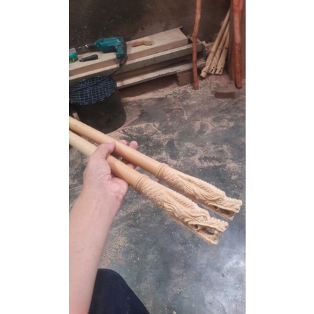 tongkat komando  kayu cendana jawa wangi ukir naga