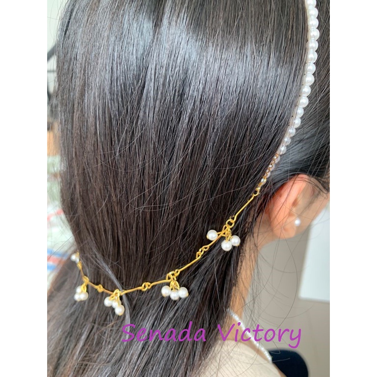 Senada Victory Bando Flower Crown Mutiara Juntai Aksesoris Rambut SVF01