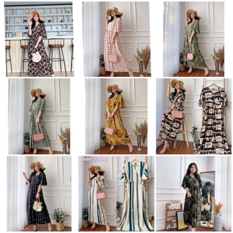 ONE SET PANJAMAS BUSUI || LD 105 -108 || STELAN WANITA || ONE SET RAYON MOTIF KEKINIAN-5