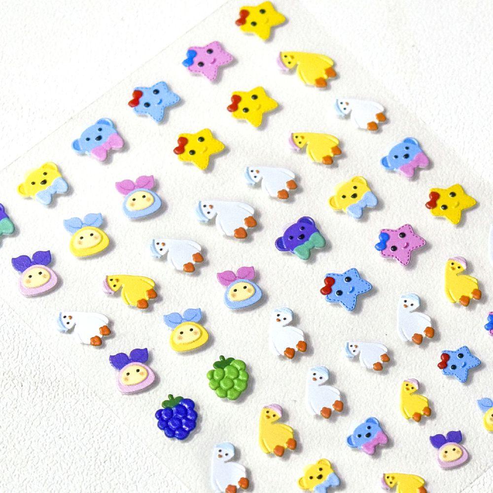 Mxbeauty 5D Ukir Stiker Kuku Wanita Bintang Tiga Dimensi Self-Adhesive Kelinci Bengkok Bebek Nail Art Dekorasi