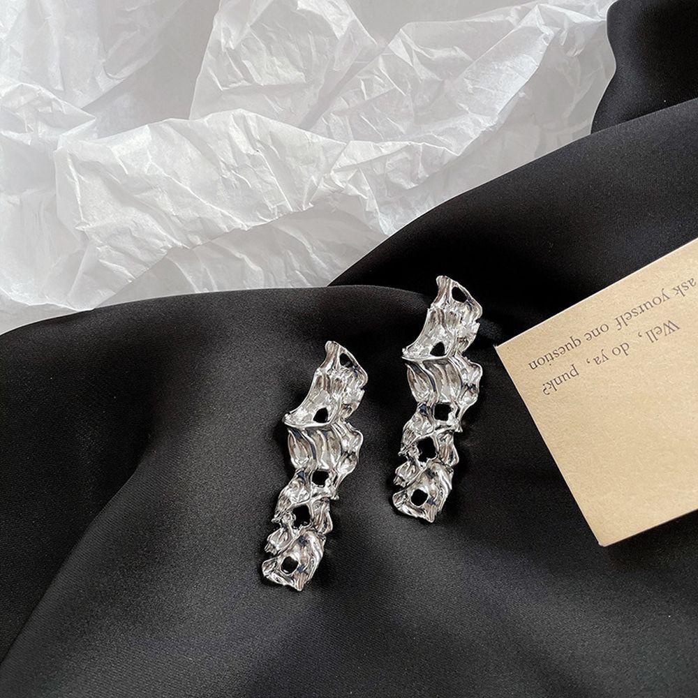 Mxbeauty Tidak Teratur Logam Pejantan Anting Trendi Berongga Berkilau Klip Anting Putri Telinga Giwang Perhiasan Hadiah Menjuntai Anting-Anting Vintage Gaya Korea