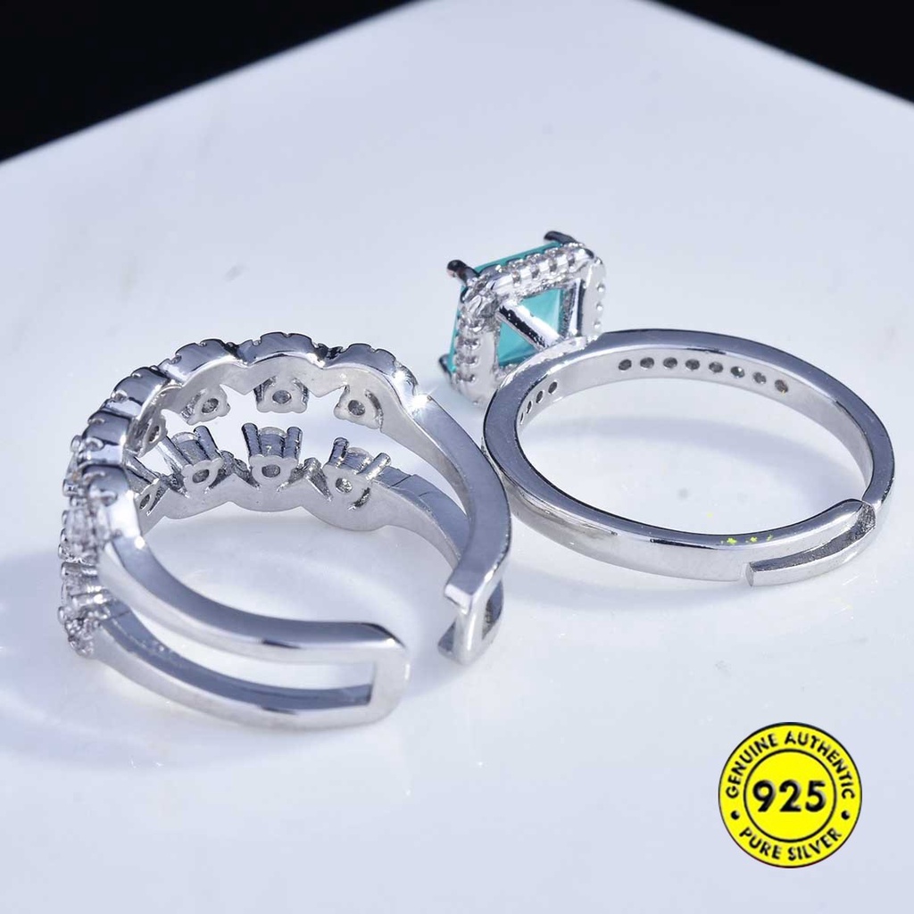 Cincin Open Ring Adjustable Hias Batu Permata Imitasi Mewah Multi Warna Untuk Wanita