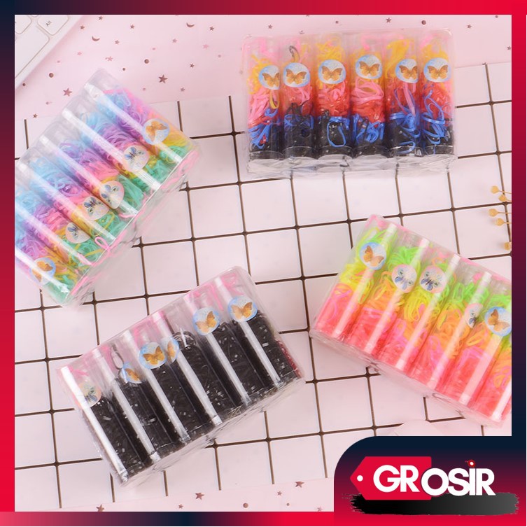 Grosir - K837 (1 TONG) Ikat Rambut Polos / Kuncir Rambut / Karet Rambut / Hairband