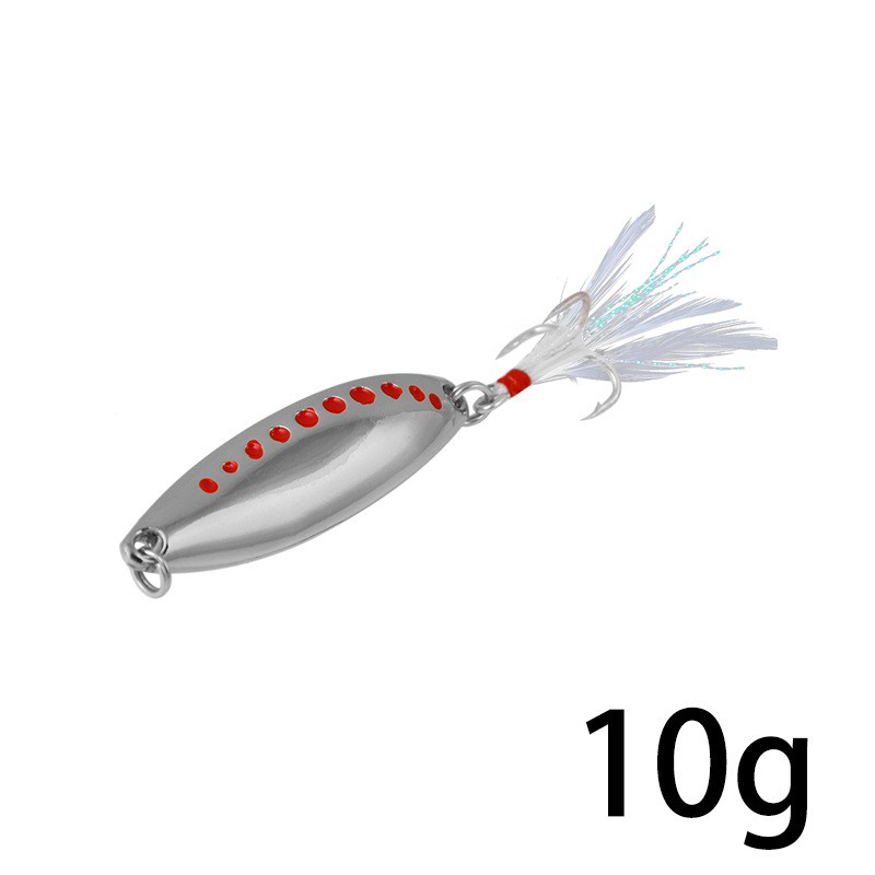 1pc Umpan Pancing Spoon Spinner Bahan Metal 7.5g 10g 15g 20g Dengan Bulu Fishing Lure