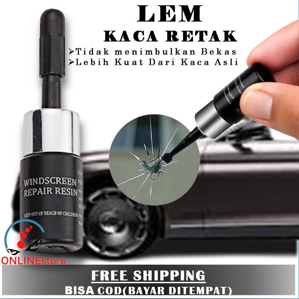 Windshield Repair Kit Glass Lem Perekat Kaca Mobil Hp Aquarim Penutup Penghilang Retak Super Kuat Tanpa Bekas Ori