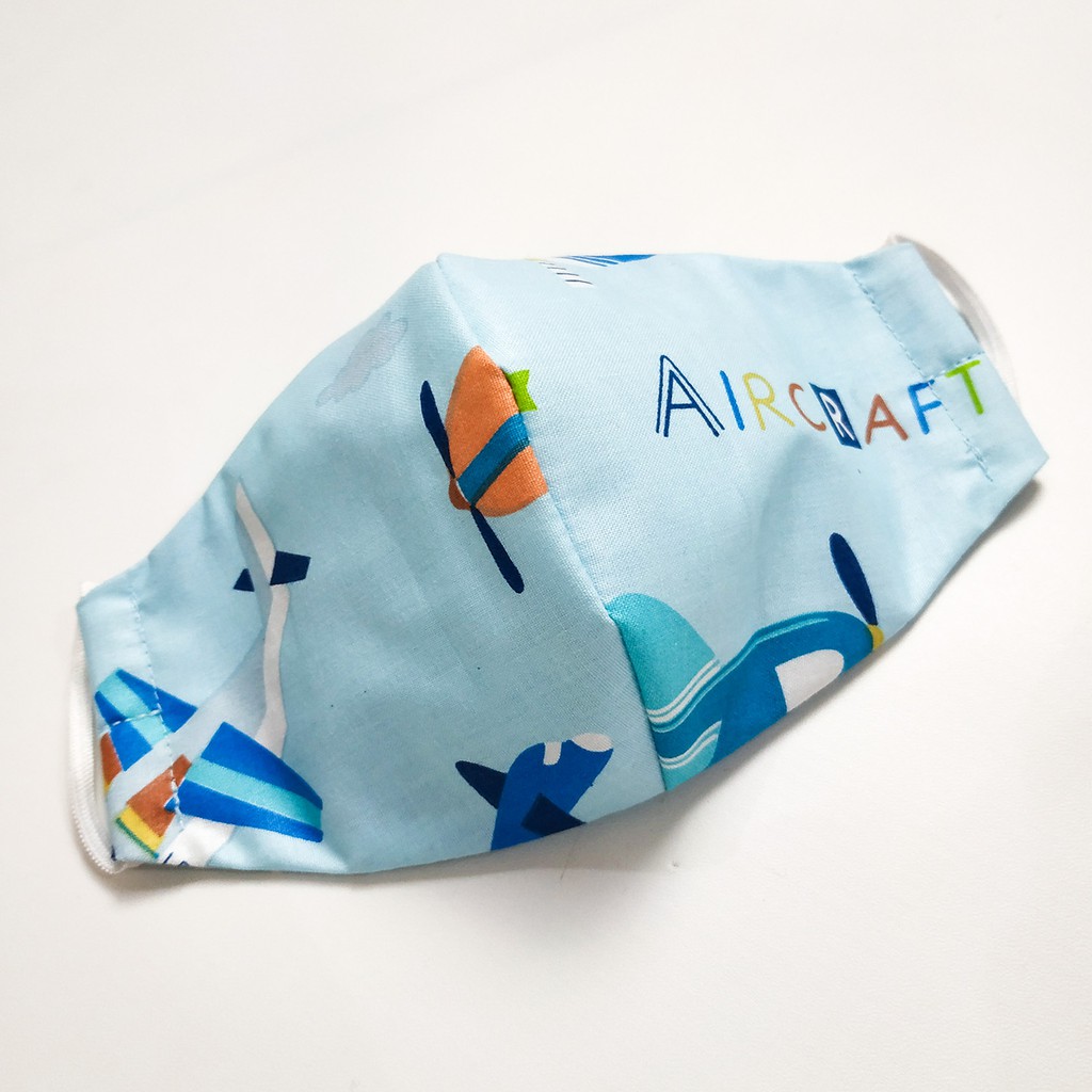 Masker Katun Motif ( BLUE AIRCRAFT )