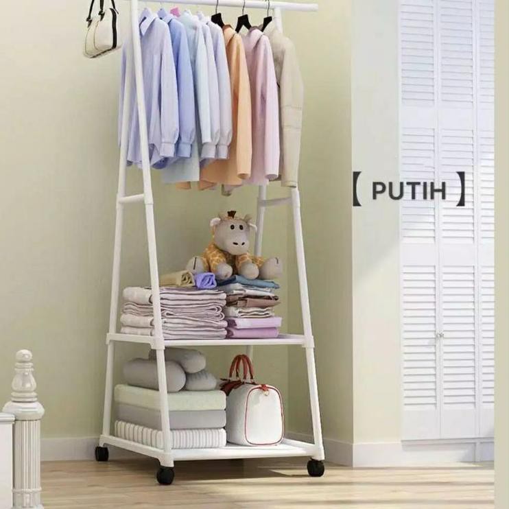 Triangle Stand Hanger / Rak Gantung Segitiga/ Gantungan Baju / Rak Baju Pipa Besi Rakit PUTIH Ready