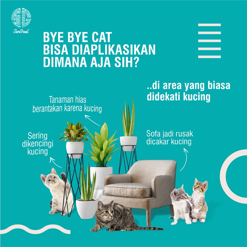 Bye Bye CAT Gel - Alat Pengusir Kucing Alami Ampuh 70 gr - Natural Cat Repellent - Cegah kucing buang kotoran sembarangan dan usir kucing liar