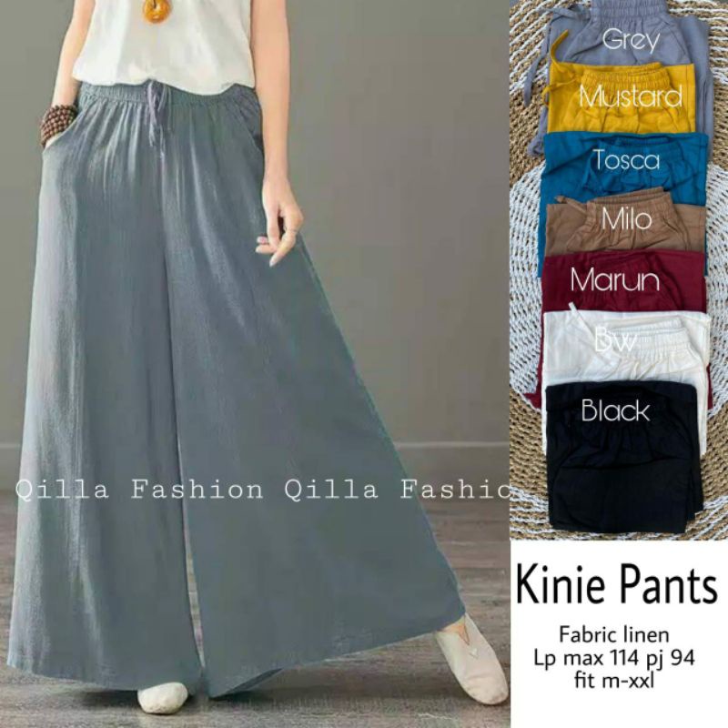 Kinie Celana Panjang Kulot Polos Wanita By Qilla Fashion-1
