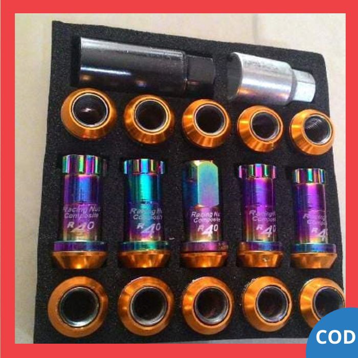 Baut Roda Mobil Racing Lugnut 1 5 MM R40 Titanium Baut Velg Mobil Variasi Baut Ban Mobil Isi 20 PCS