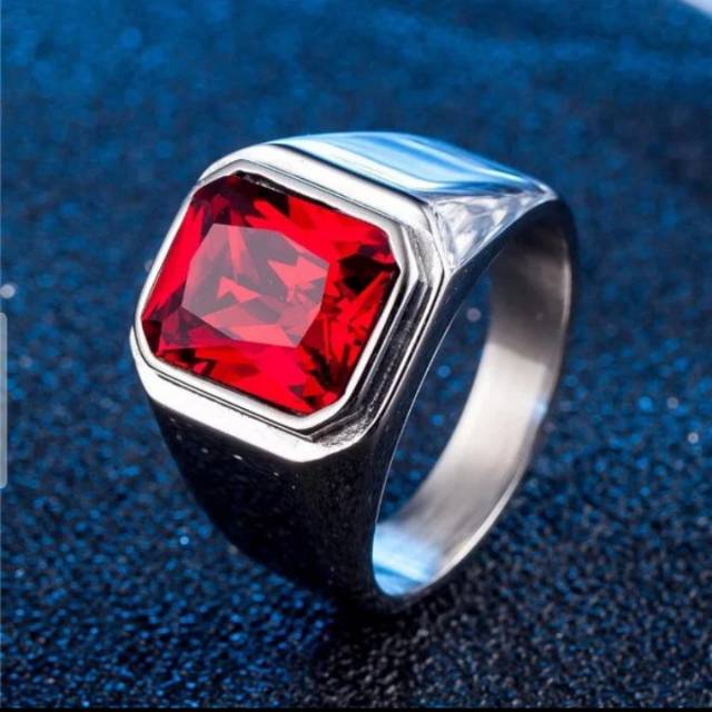 Cincin Pria Batu Red Ruby Merah