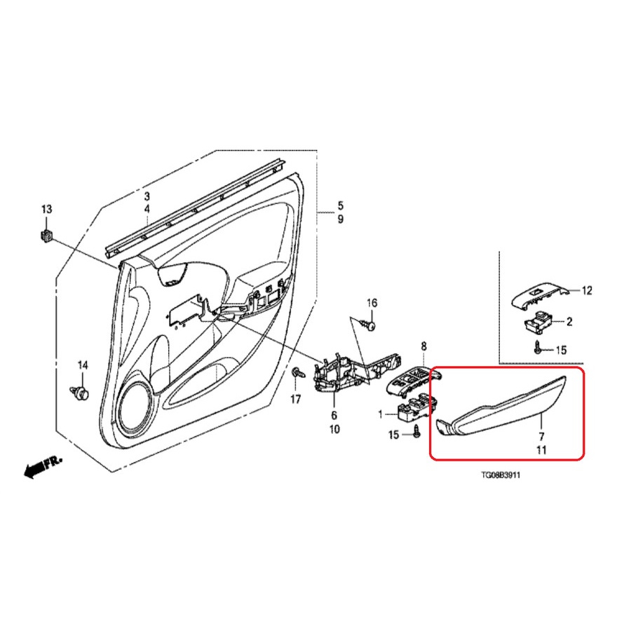ARM REST Sandaran Tangan Linning Pintu JAZZ GE8 2008-2013