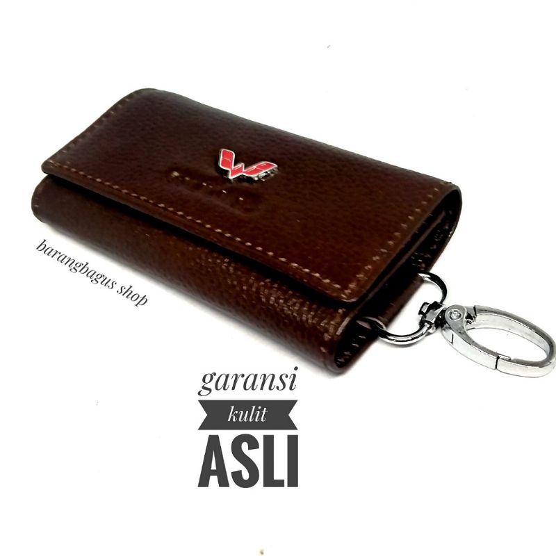 Dompet kulit slot  STNK gantungan kunci + slot uang kertas Mobil logo Wuling (Garansi Kulit Asli)