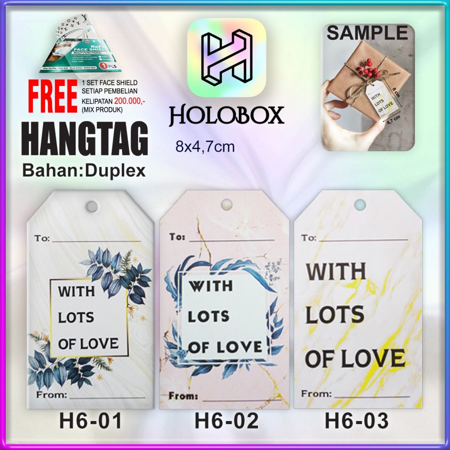 

Hang Tag Motif – Label Baju – With Lots Of Love 8x4,7 | H6