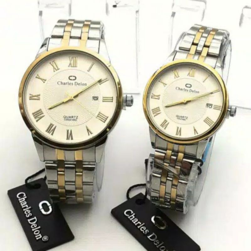 JAM TANGAN COUPLE CHARLES DELON RANTAI WATER RESISTANT