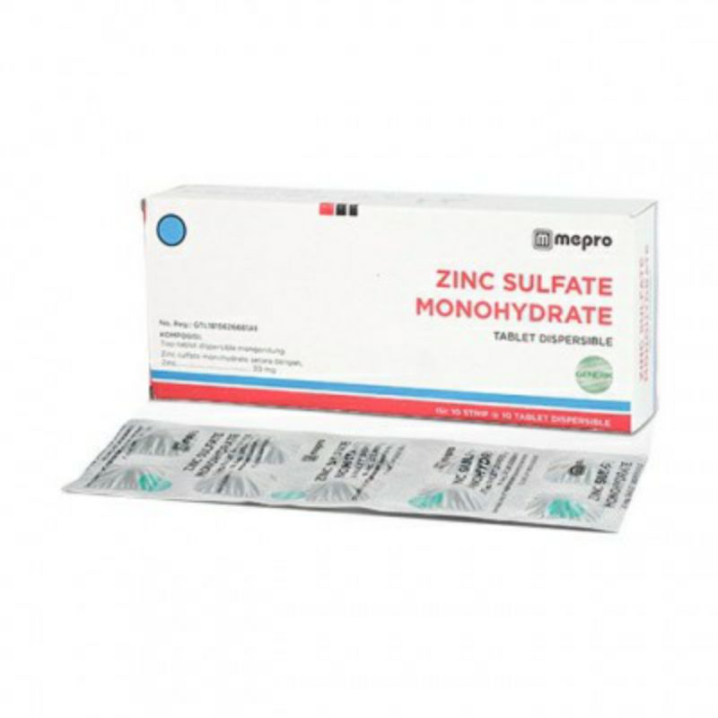 Jual Zinc Sulfate Monohydrate 20mg Strip Isi 10 Tablet / Meningkatkan ...