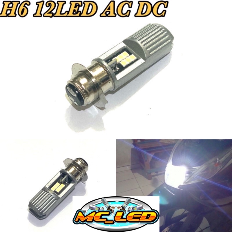 COD Lampu Utama Motor LED H6 2 Sisi 12 Mata Titik Led AC DC High Low Universal