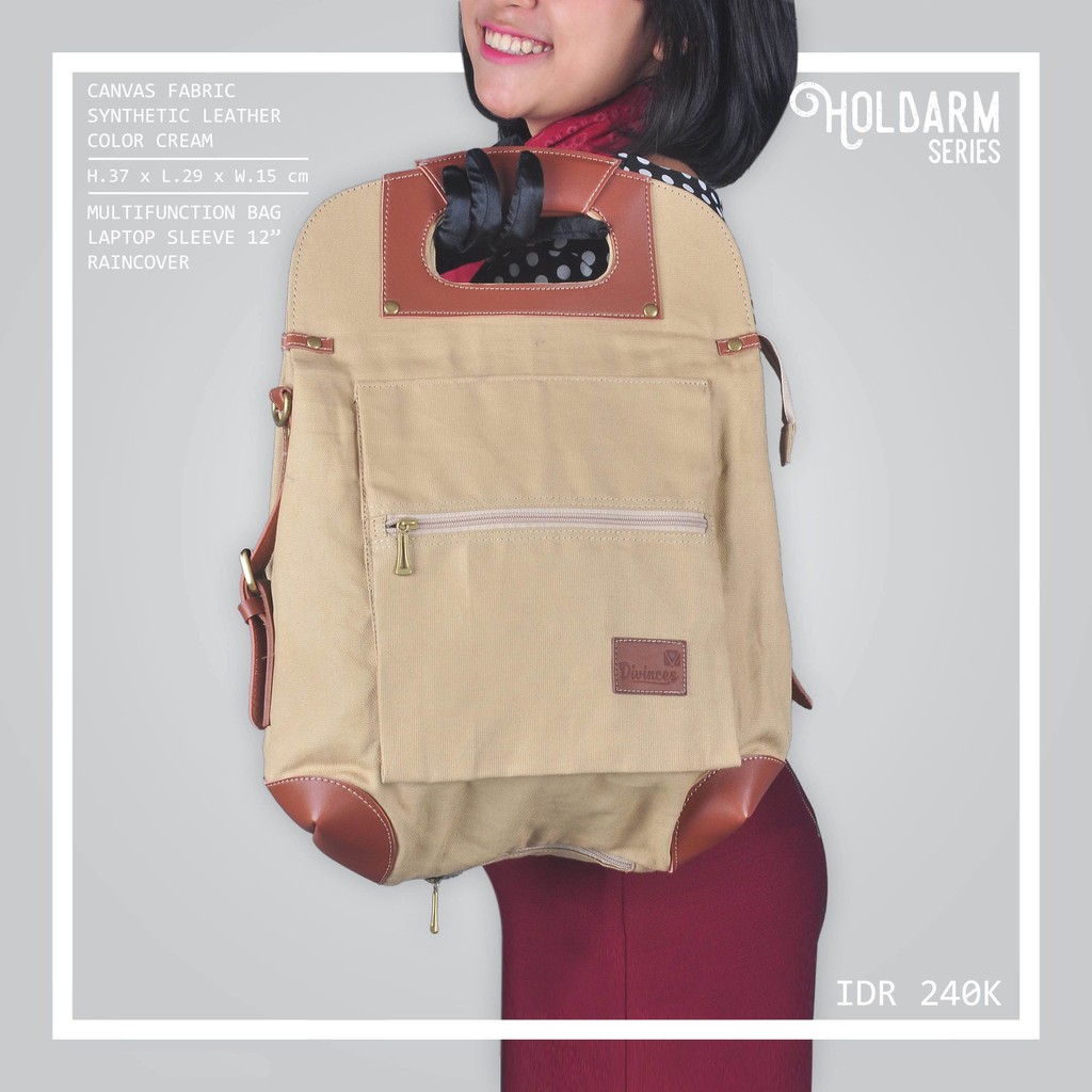 Tas Kanvas Multifungsi Ransel Selempang Jinjing Divinces Holdarm - FREE RAINCOVER