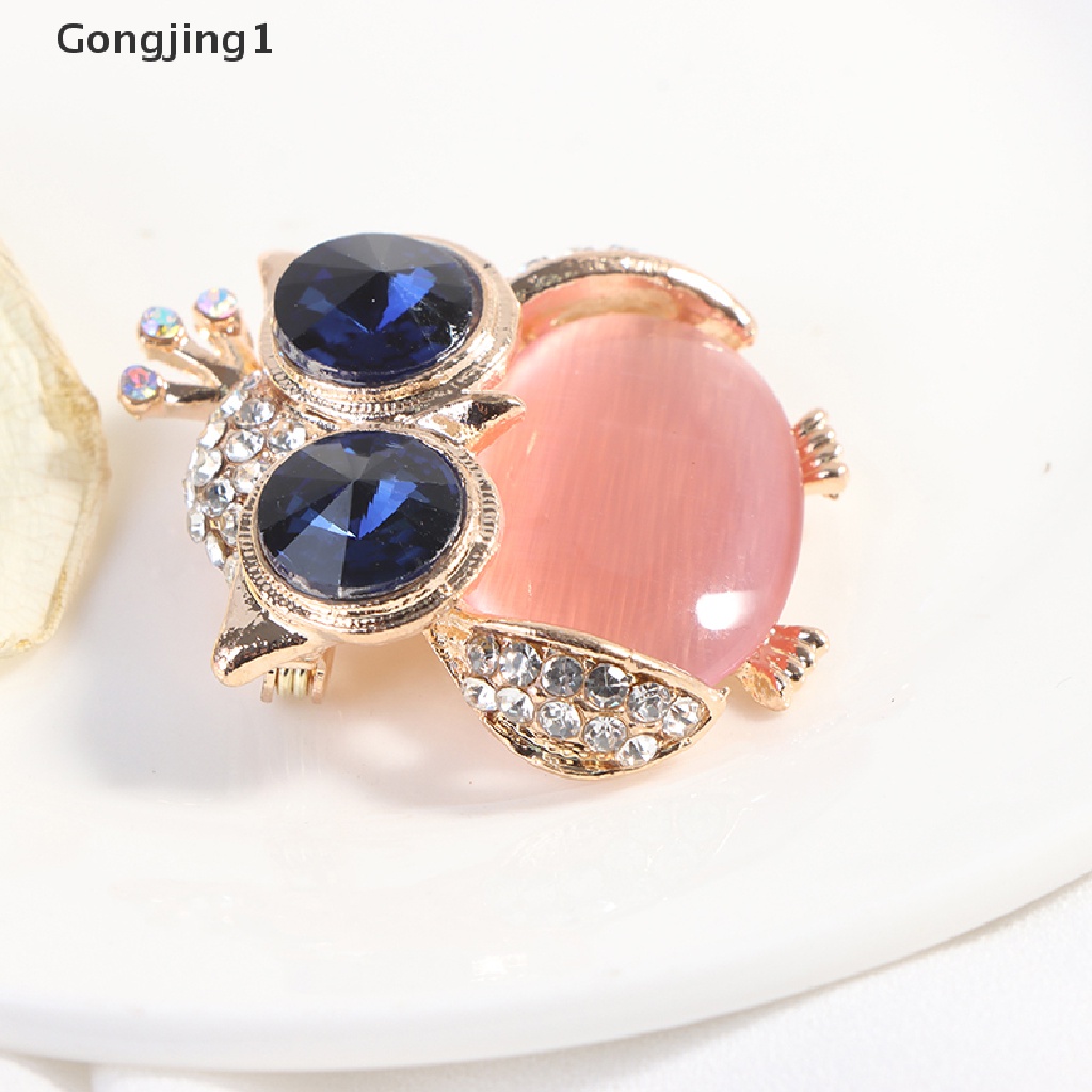Gongjing1 1Pc Bros Pin Bentuk Burung Hantu Mata Biru Untuk Aksesoris Pakaian Wanita