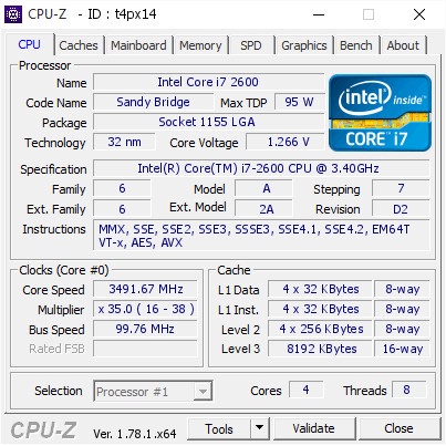 Processor Intel Core i7 2600 tray Socket 1155 Sandy Bridge