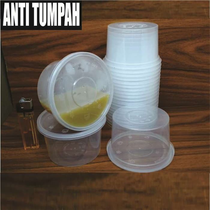 1 ( SATU ) Cup plastik 300ml (25 pcs)- Thinwall bulat -  bowl bulat plastik es kepal milo cup puding