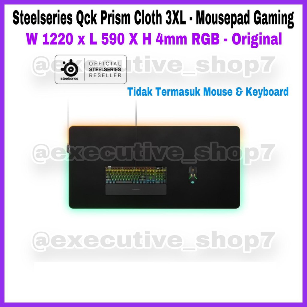 Steelseries Qck Prism Cloth 3 XL RGB - Gaming Mousepad - W 1220 x L 590 x H 4mm - Original