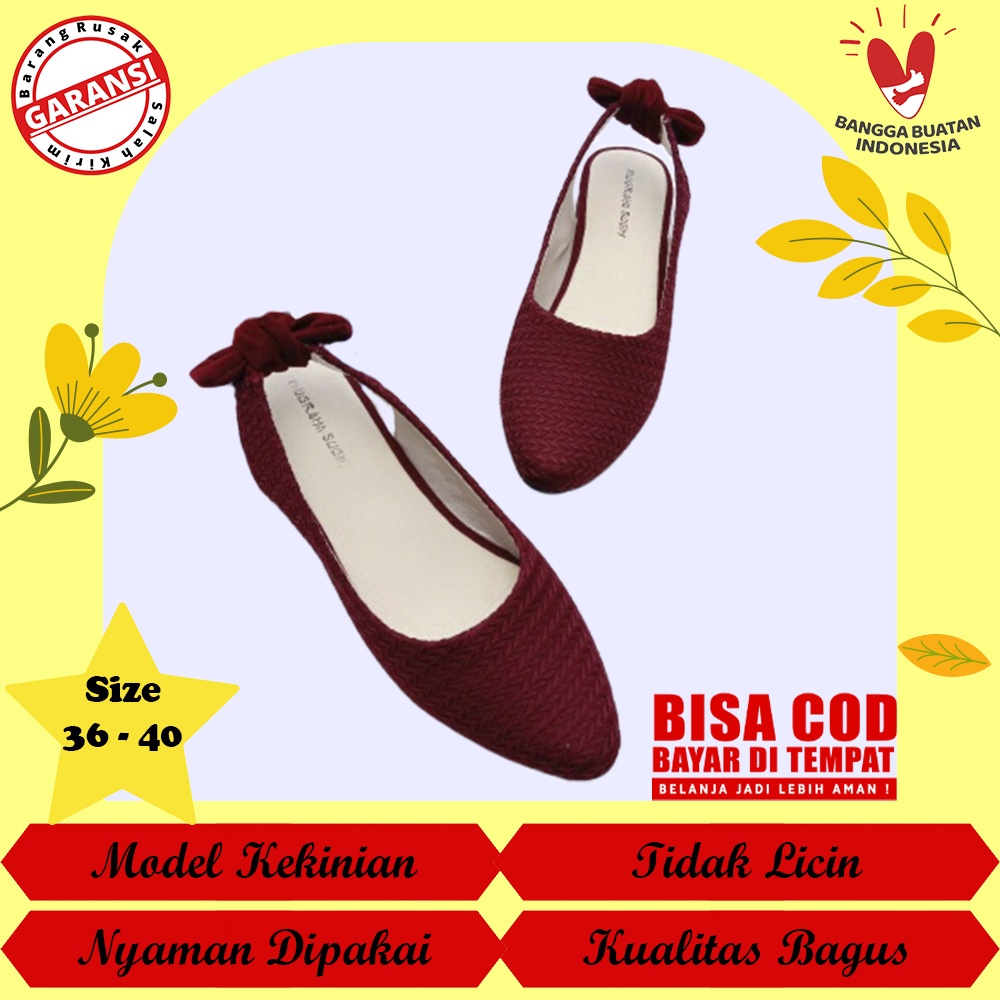 Sepatu Flatshoes Rajut Wanita Flat Shoes Main Cewek Remaja Dewasa Trend Kekinian Nssrz46