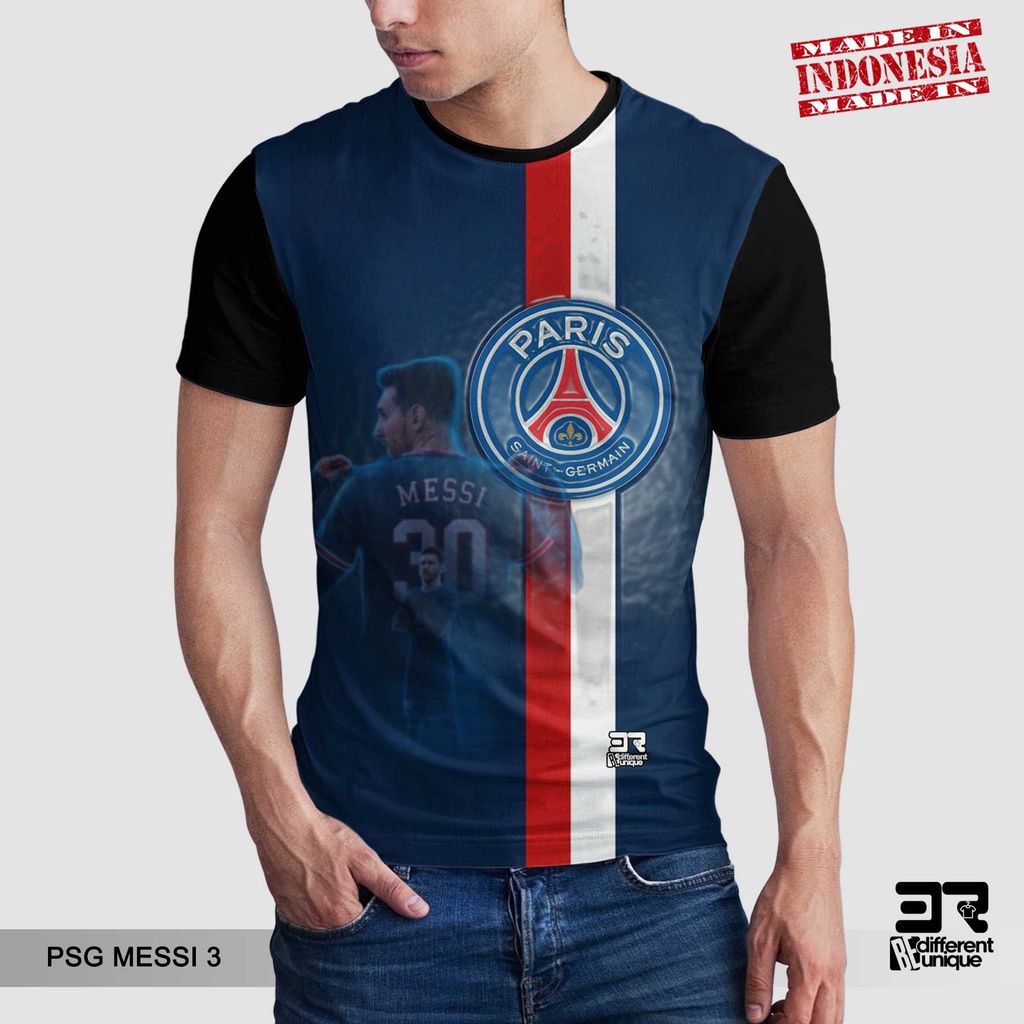 [ COD ] KAOS PRINTING GAMBAR TEAM SEPAKBOLA PARIS SAINT GERMAIN PSG MESSI 3  - BAJU SEPAK BOLA DISTR