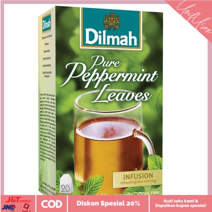 

⭐COD⭐ DILMAH PURE PEPPERMINT LEAVES TEA - TEH CELUP MINT ISI 20 PCS TEABAG