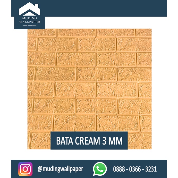 Wallpaper Bata Putih 3D Foam 77 x 70 cm-Bata Cream 3 MM