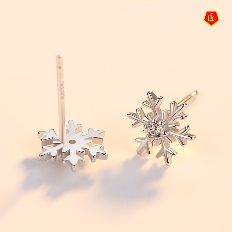 [Ready Stock]Creative Personality 925 Silver Snow Flower-Shaped Earrings for Women