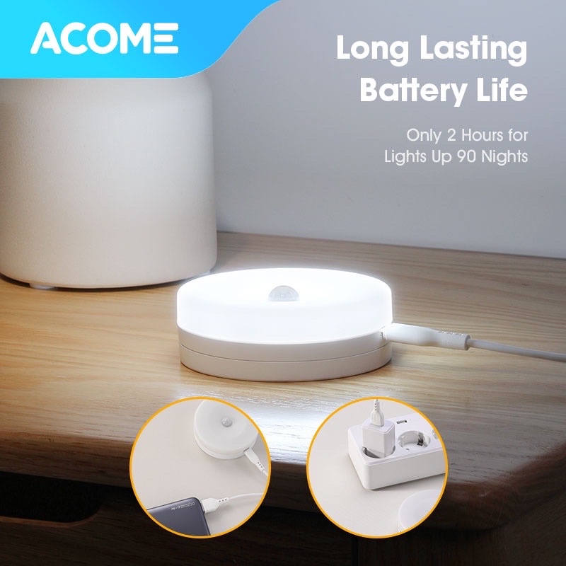 ACOME Induction Night Light ANL01 Lampu Sensor Otomatis White - Garansi 1 Tahun