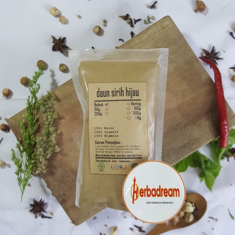 Jual 100 GRAM BUBUK DAUN SIRIH HIJAU PIPER BETLE SURUH IJO SIREH CANBAI ...