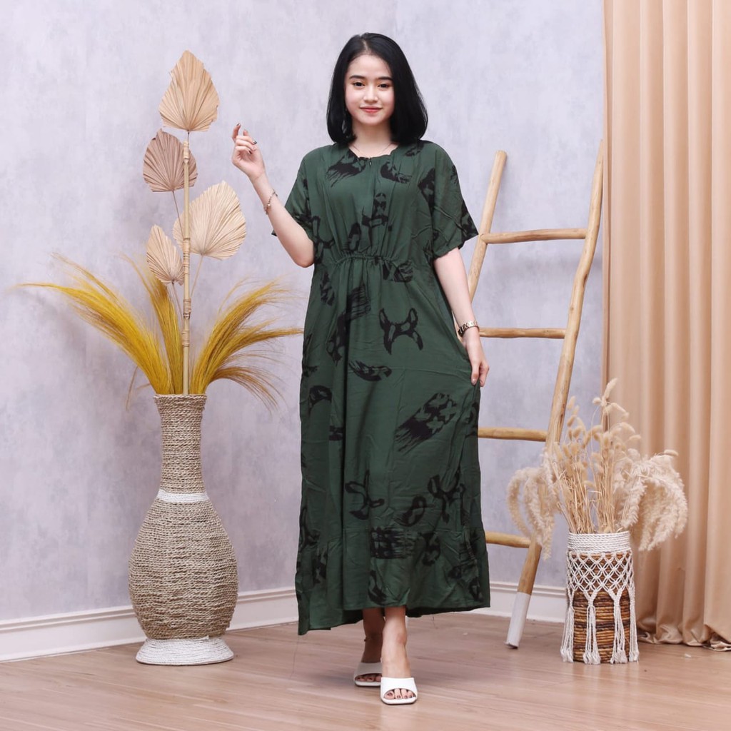 Long Dress Wanita Semata kaki LD 115 Resleting Depan