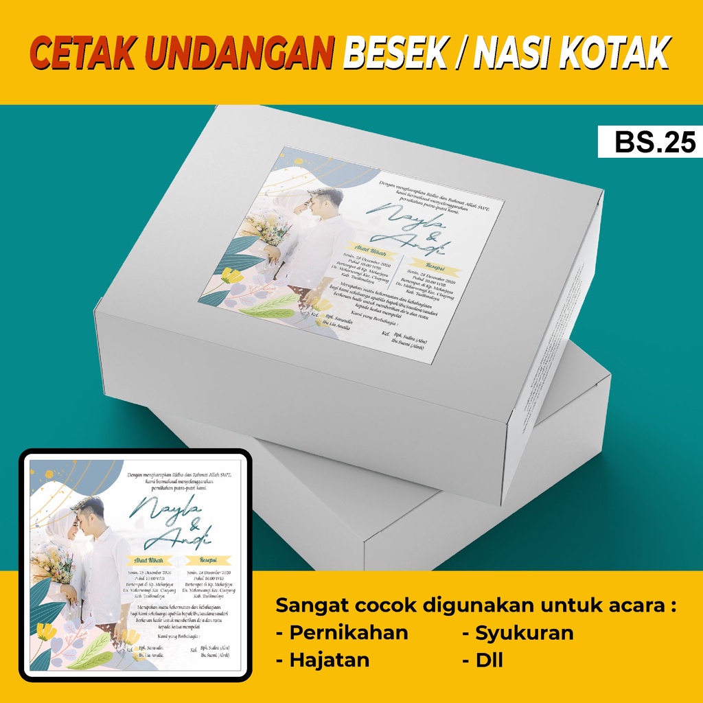 UNDANGAN  KOTAK NASI/  TONJOKAN/  UNDANGAN  BESEK/ LABEL KOTAK NASI – by benangmerah. Art BS. 25