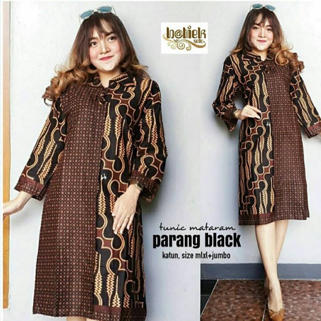  Tunik  Mataram Parang Black Batik  Solo Casual  Seragam Kerja 