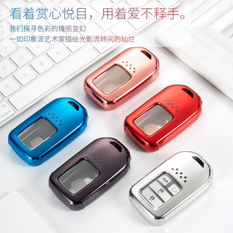 Case Kunci remote Mobil Dengan Gantungan Kunci Kristal Warna-Warni Untuk HONDA City Civic Accord CRV HRV BRV